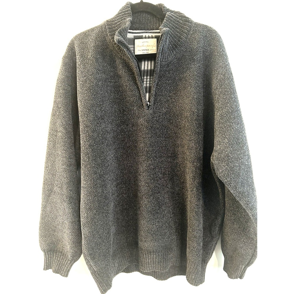 Vintage Weatherproof Men's Sweater Grey Size XXL Quarter Zip NWT CL109